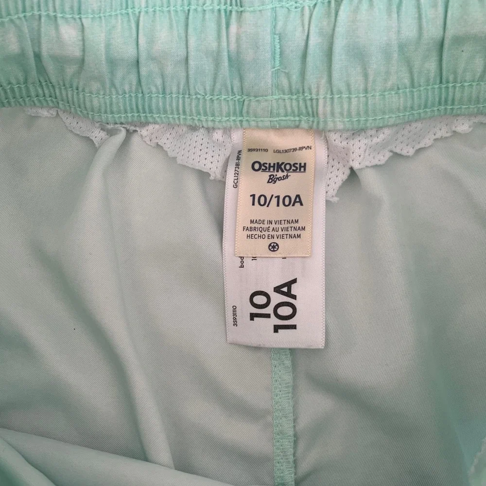 OshKosh Bgosh Shark‎ Tropical Swim Trunks Mint Green Blue Boys 10 Beach Vacation
